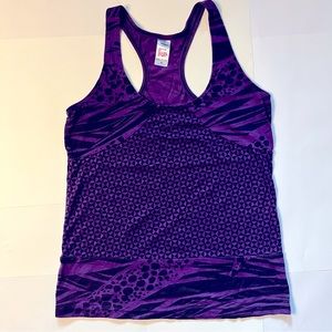 Zumba Purple Black Pattern Tank Top woman’s size medium fitness instructor Zin